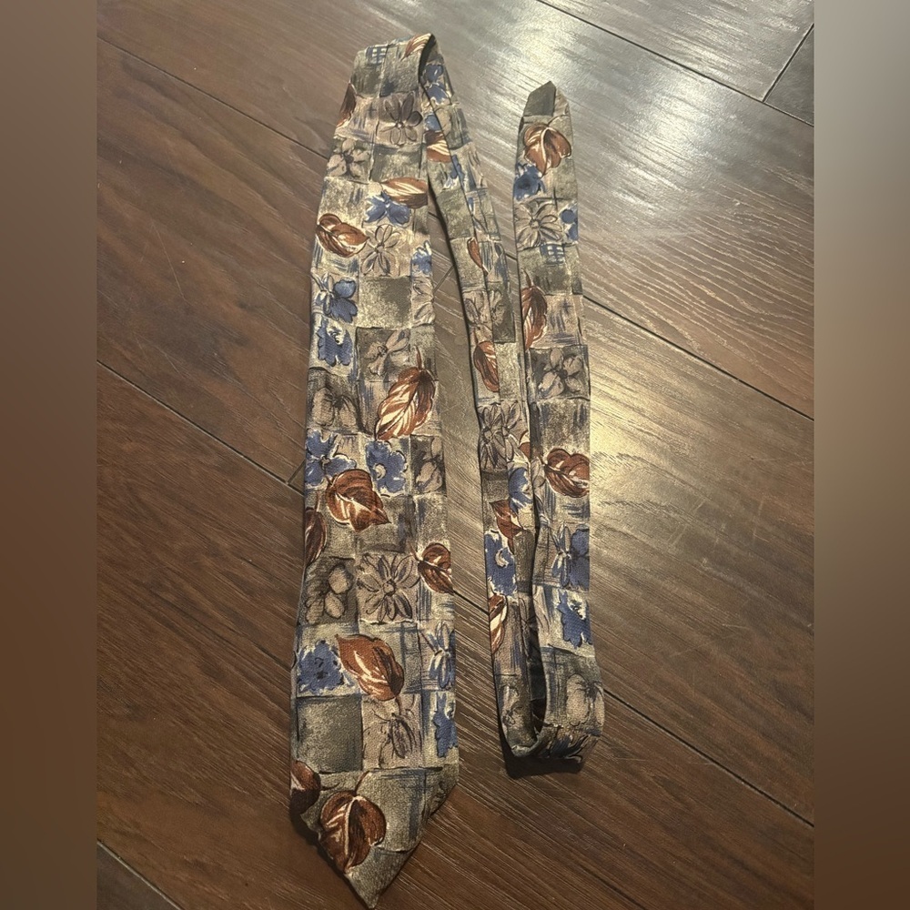 Polifroni Milano Floral Patterned Tie in Blue and Brown